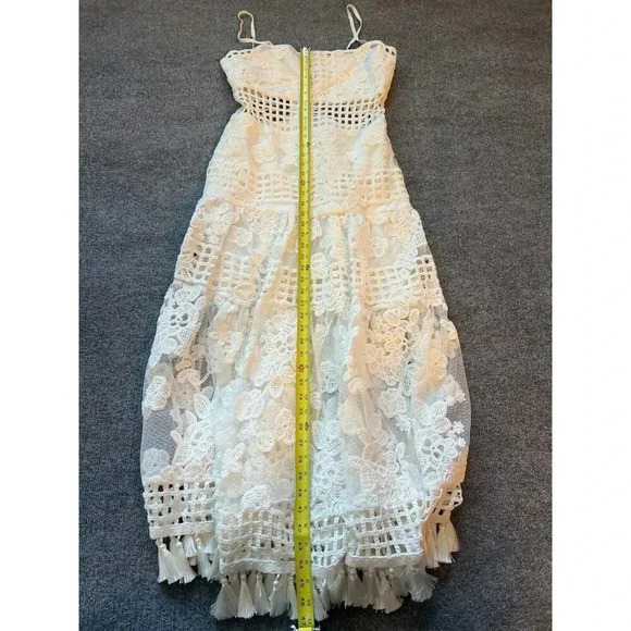 NWT $880 Alexis Legends Macrame White Fit and Flare Maxi Dress Ss L Boho… - Picture 16 of 16